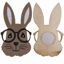 Decoro a dispersione coniglio in legno con occhiali marrone bianco cm 2,5×4,5 48 p