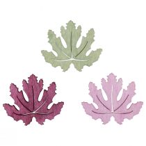 Prodotto Decorazione sparsa in legno foglie autunnali decorazione da tavolo viola rosa verde 4 cm 72 p