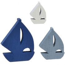 Prodotto Decorazione a dispersione decorazione per barca a vela in legno blu bianco 2 cm–6 cm 24 pz