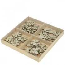 Prodotto Decorazione in legno, pezzi sparsi primavera Pasqua bianco 2–4cm 64p