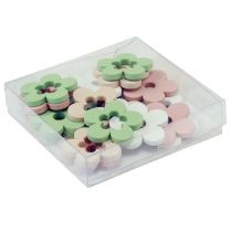 Prodotto Decorazione sparsa fiori in legno decorazione da tavola colorata 2 motivi Ø3cm 24 pz