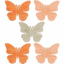 Decorazione a dispersione farfalla farfalle in legno decorazione estiva arancione, albicocca, marrone 144 pezzi