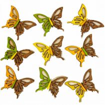 Decorazione a dispersione farfalle legno verde/giallo/arancione 3×4cm 24p