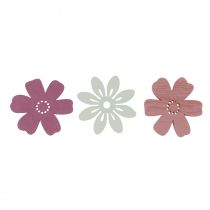 Decorazione da tavolo sparsa fiori legno bianco rosa viola 3,5 cm 36 pezzi