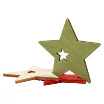 Prodotto Decorazione sparsa Stelle di legno di Natale rosso verde naturale 5 cm 72 p