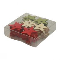 Prodotto Decorazioni sparse Stelle di Natale in legno rosso verde naturale 5 cm 72 pz