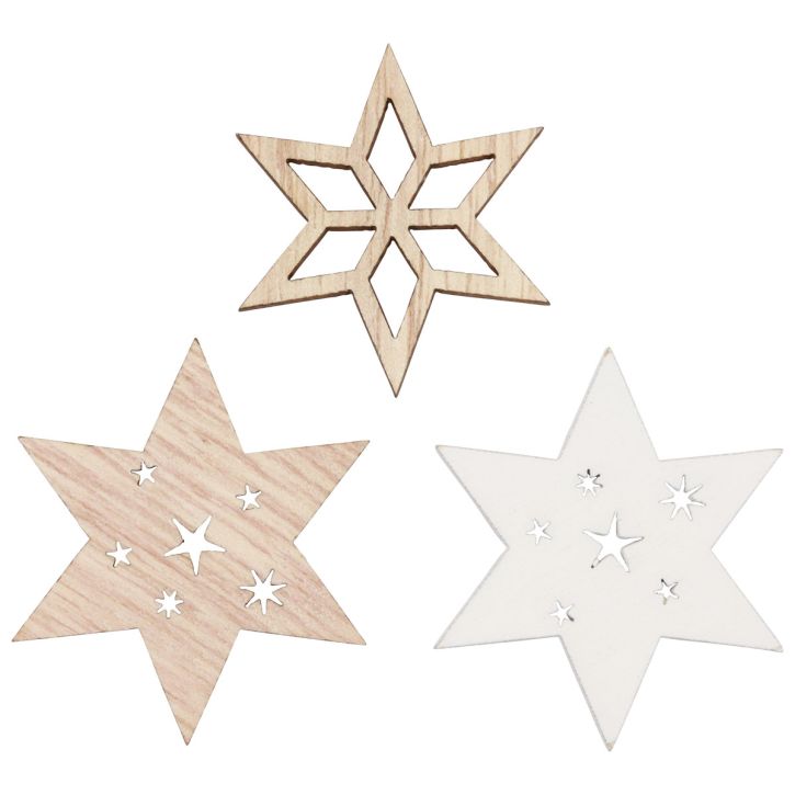 Prodotto Decorazione sparsa Stelle natalizie in legno bianco/naturale Ø4cm 72 pz