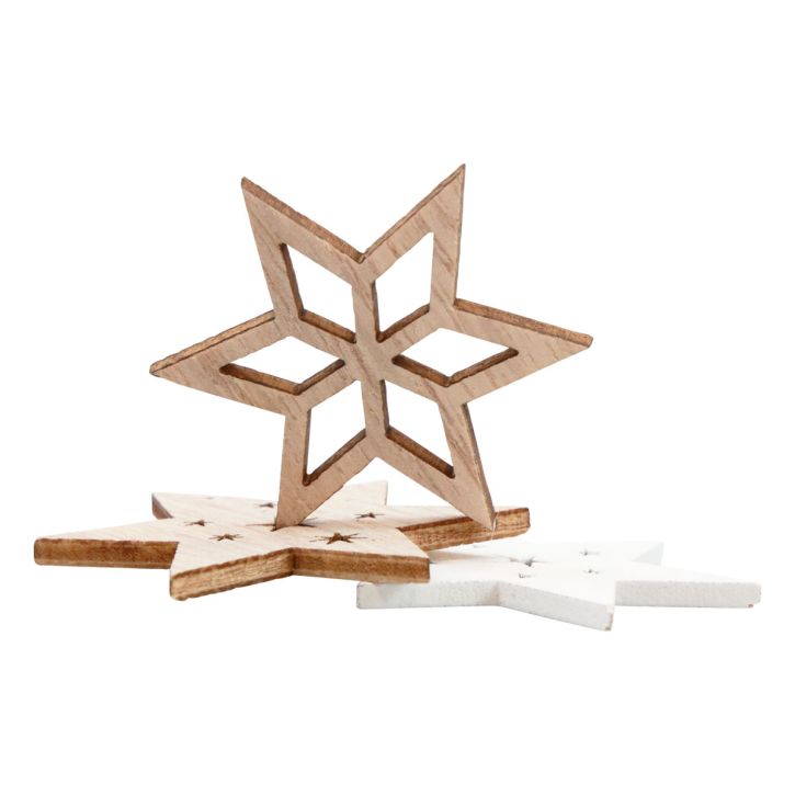 Prodotto Decorazione sparsa Stelle natalizie in legno bianco/naturale Ø4cm 72 pz