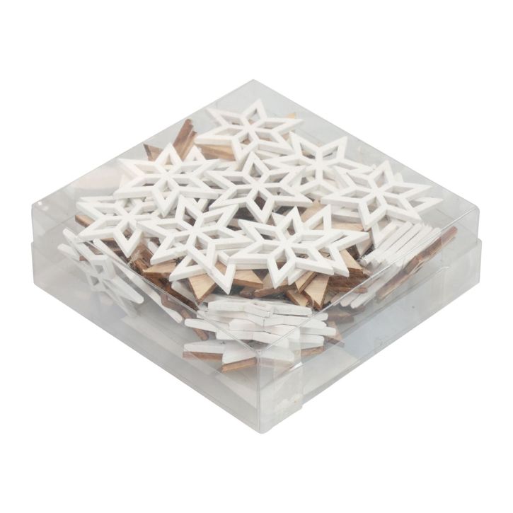 Prodotto Decorazione sparsa Stelle natalizie in legno bianco/naturale Ø4cm 72 pz