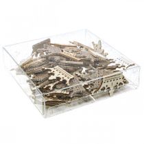 Prodotto Corona decorativa sparsa Natale in legno glitter B4cm 72 pz