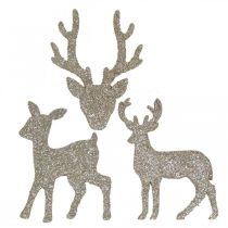 Prodotto Decorazione a dispersione Decorazione natalizia cervo glitter oro 6×8cm 24p
