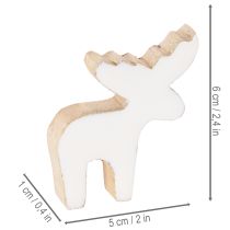 Prodotto Statuetta decorativa in legno di alce, in piedi, decorazione natalizia da spargere, 6 cm, 8 pezzi