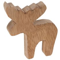 Prodotto Statuetta decorativa in legno di alce, in piedi, decorazione natalizia da spargere, 6 cm, 8 pezzi