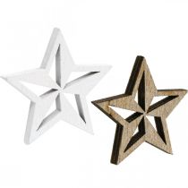 Prodotto Decoro stelle in legno spruzza Natale bianco/natura 3,5cm 48p