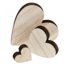 Prodotto Cuori in legno sparsi decorazione cuore marrone naturale decorazione da tavola 29 pz