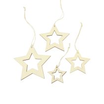 Prodotto Decorazione stelle in legno decorazione appendiabiti stella in legno naturale 6/8/10/12 cm 16 pezzi