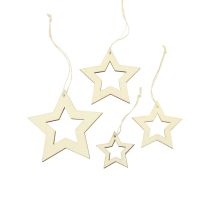 Prodotto Decorazione stelle in legno decorazione appendiabiti stella in legno naturale 6/8/10/12 cm 16 pz