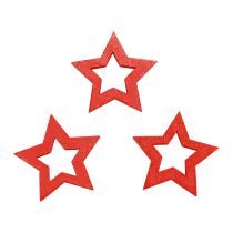 Prodotto Decorazione sparsa Stelle decorative natalizie Stelle rosse in legno Ø4cm 54 pz