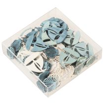 Prodotto Pezzi sparsi Decorazione in legno Conchiglia Barca Blu Bianco 2,5/4cm 72 pezzi