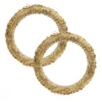 Corona di paglia Romana in paglia grezza per ghirlanda 20/4 cm 2 pezzi