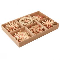 Prodotto Stelle in paglia Decorazioni per albero di Natale in paglia rosso naturale Ø4-6cm 17 pz