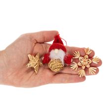 Prodotto Set di ornamenti in paglia per albero di Natale, figure e stelle da 6 cm, 30 pezzi