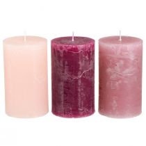 Prodotto Candele Pillar 3 Colori Berry, Varie Dimensioni, Confezione Da 12