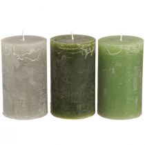 Prodotto Candele a colonna 3 colori verde varie misure 12 pz