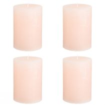 Prodotto Candele a colonna rosa, rosa chiaro, tinta unita, 70x100 mm, set da 4, candela pasquale, decorazione per matrimonio