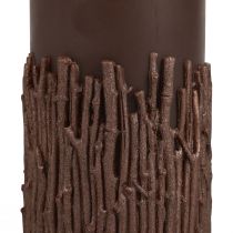Prodotto Candela a colonna con rami decorativi candela marrone scuro 150/70 mm 1 pezzo