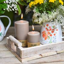 Prodotto Candela a colonna pura, candela in cera naturale marrone 90/60, decorazione sostenibile per candele di colza alla stearina