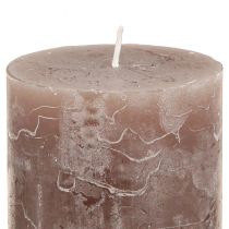 Prodotto Set di 12 candele rustiche a colonna nei toni del marrone, 70x100 mm – Lunga durata di combustione, effetto marmo per decorazione e atmosfera