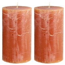 Prodotto Candele a colonna, set da 2, arancione scuro, 85 x 150 mm, colore pieno, lunga durata di combustione – candele decorative per spazi abitativi, occasioni festive e ambienti romantici