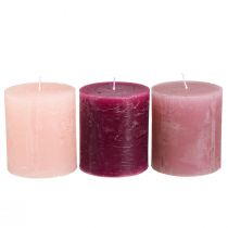 Prodotto Candele a colonna tinta unita 3 colori Berry 70×80 mm 12 pz