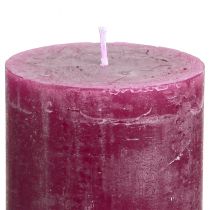 Prodotto Candele a colonna colorate, viola bacca, 60x80mm, 4 pezzi - decorative, lunga durata di combustione, fatte a mano