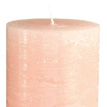 Prodotto Candele a colonna rosa chiaro, interamente rosa, 85×200 mm, lunga durata di combustione, set da 2, decorazione da tavola di alta qualità per le feste