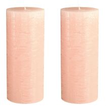 Prodotto Candele a colonna rosa chiaro, interamente rosa, 85×200 mm, lunga durata di combustione, set da 2, decorazione da tavola di alta qualità per le feste