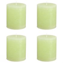 Prodotto Candele a colonna tinte verde lime 70×80 mm, confezione da 4 - Decorazione e luce d'atmosfera