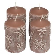 Prodotto Candele a colonna candele rosa fiocchi di neve 100/65mm 4 pezzi