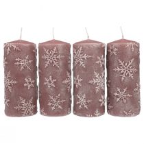 Prodotto Candele a colonna candele rosa fiocchi di neve 150/65mm 4 pezzi