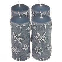 Candele a colonna candele blu fiocchi di neve 150/65mm 4 pezzi