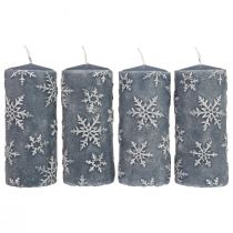 Candele a colonna candele blu fiocchi di neve 150/65mm 4 pezzi