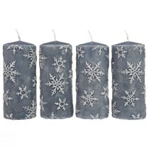 Prodotto Candele a colonna candele blu fiocchi di neve 150/65mm 4 pezzi