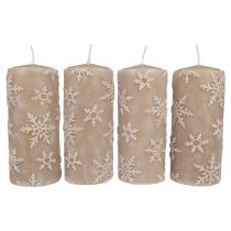 Prodotto Candele a colonna candele beige fiocchi di neve 150/65mm 4 pezzi