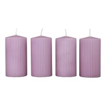 Prodotto Candele a colonna decorazione candele scanalate lilla 70/130mm 4pz