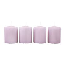 Candele a colonna decorazione candele scanalate lilla 70/90mm 4pz