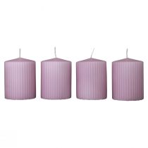 Candele a colonna decorazione candele scanalate lilla 70/90mm 4pz