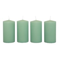 Candele a colonna candele scanalate verde smeraldo 70/130mm 4pz