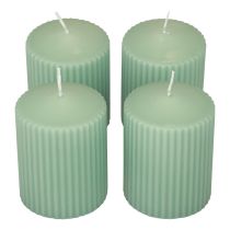 Candele a colonna candele scanalate verde smeraldo 70/90mm 4pz
