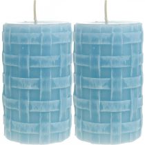 Prodotto Candele in cera modello cesto, candele pilastro, candele Rustico azzurro 110/65 2pz